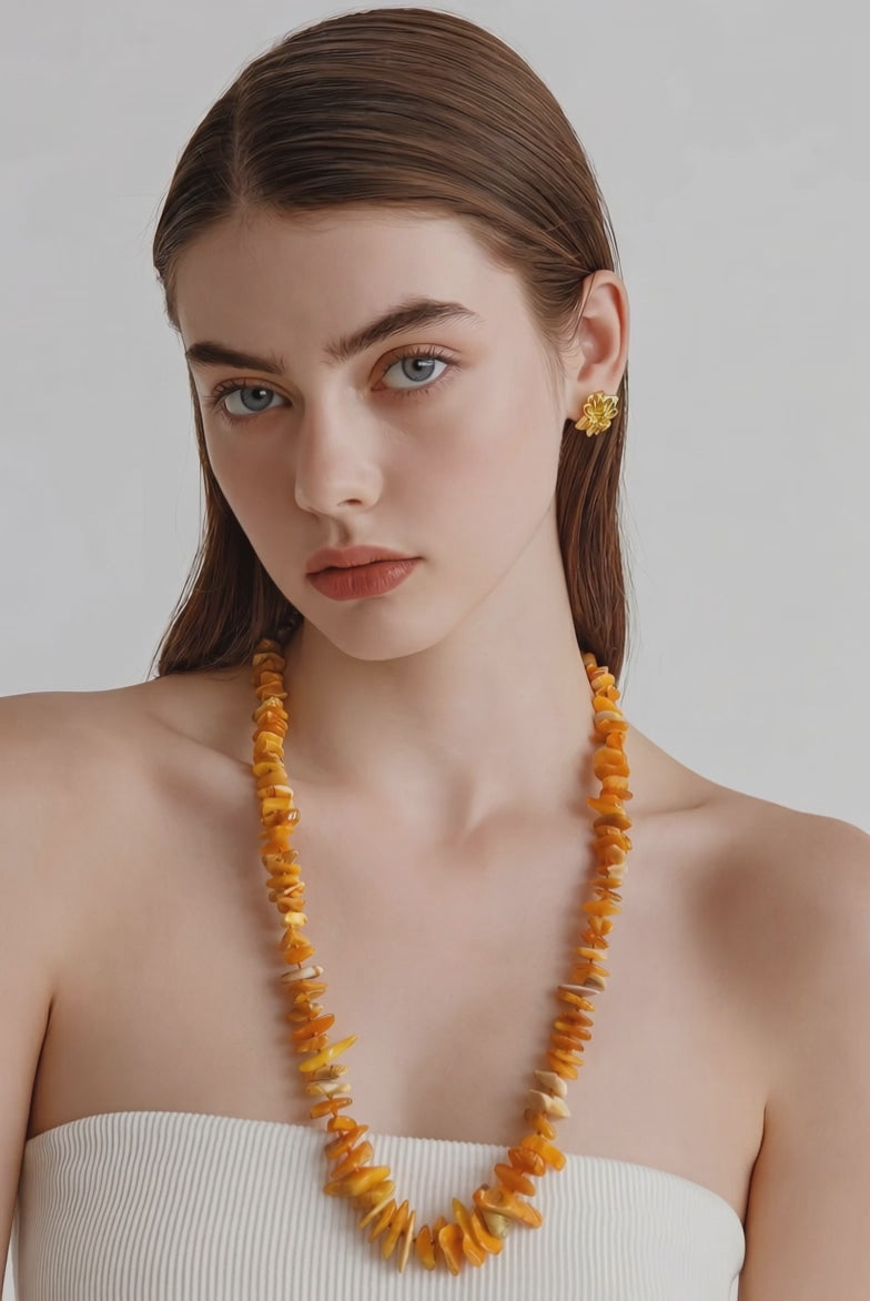 Massive Polished yellow/white Baltic Amber Necklace