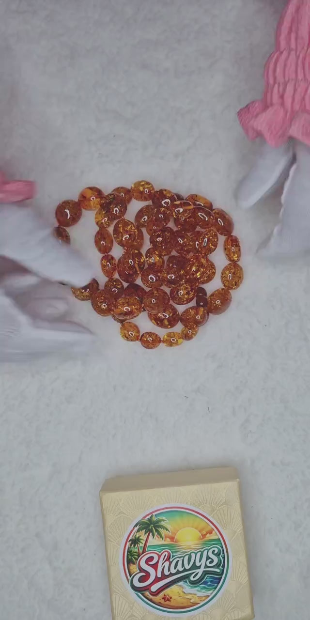 Genuine Baltic Amber Necklace and Bracelet Set – Cognac