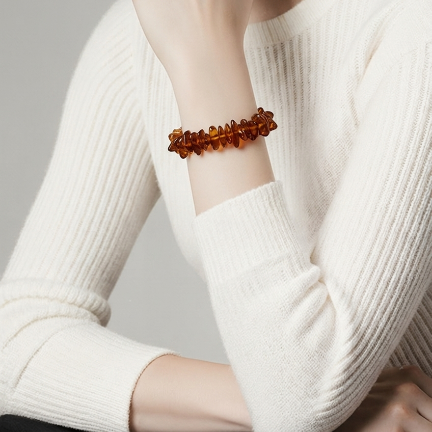 Handcrafted Baltic amber nugget bracelet