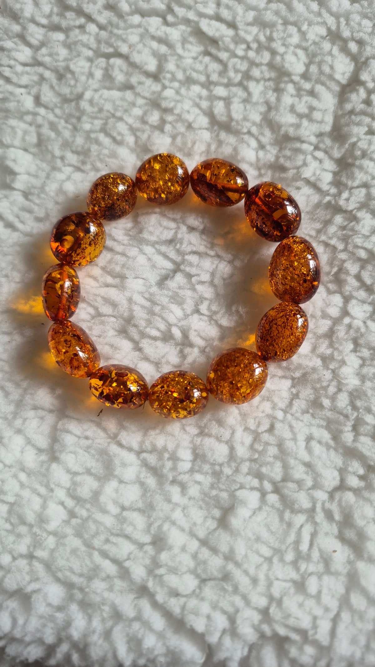 Genuine Baltic Amber Cognac Bracelet – Large Oval Beads