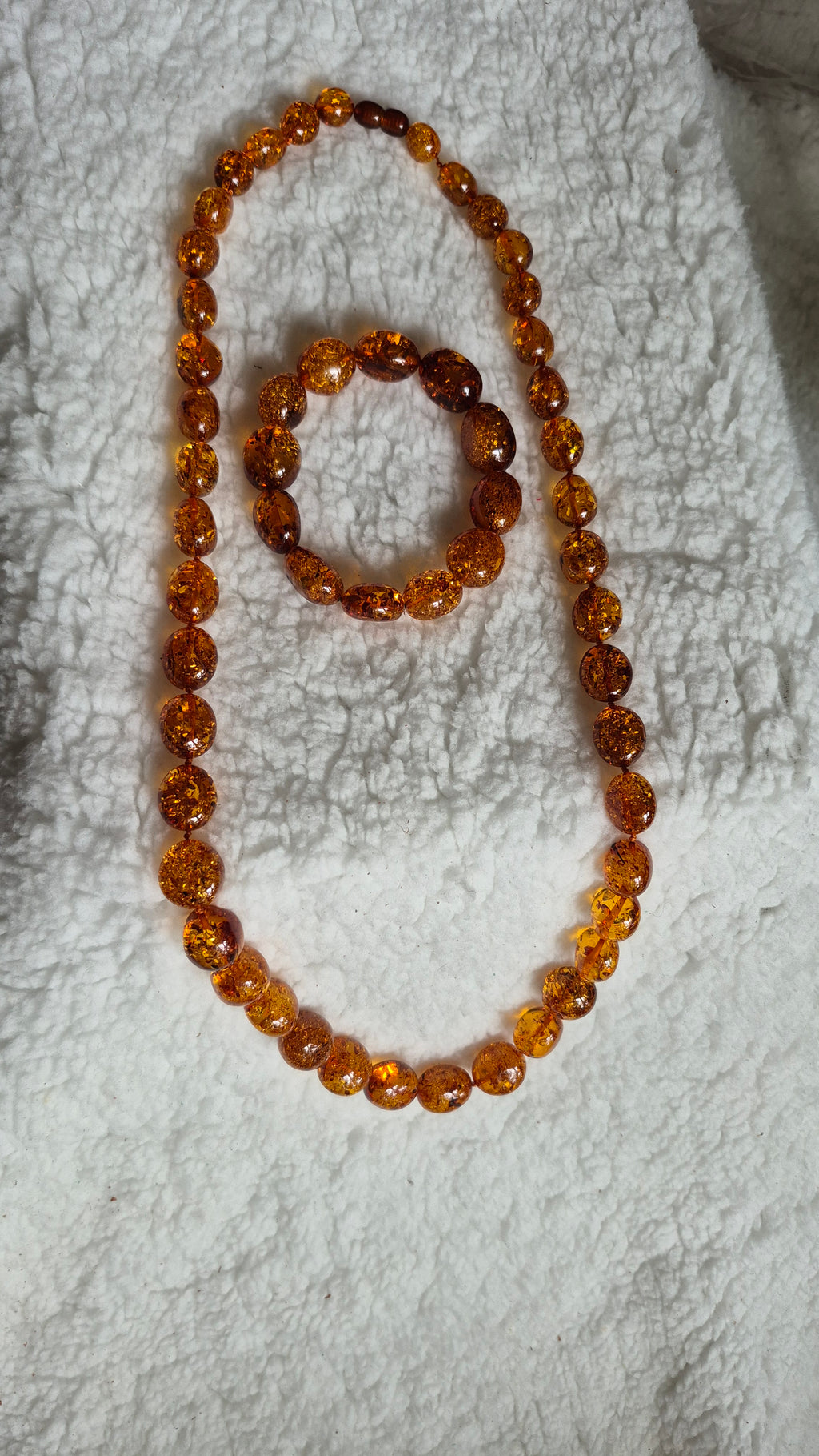 Genuine Baltic Amber Necklace and Bracelet Set – Cognac